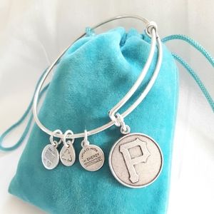 Alex And Ani PITTSBURGH PIRATE CAP LOGO Charms Silver Bangle Bracelet adjustable